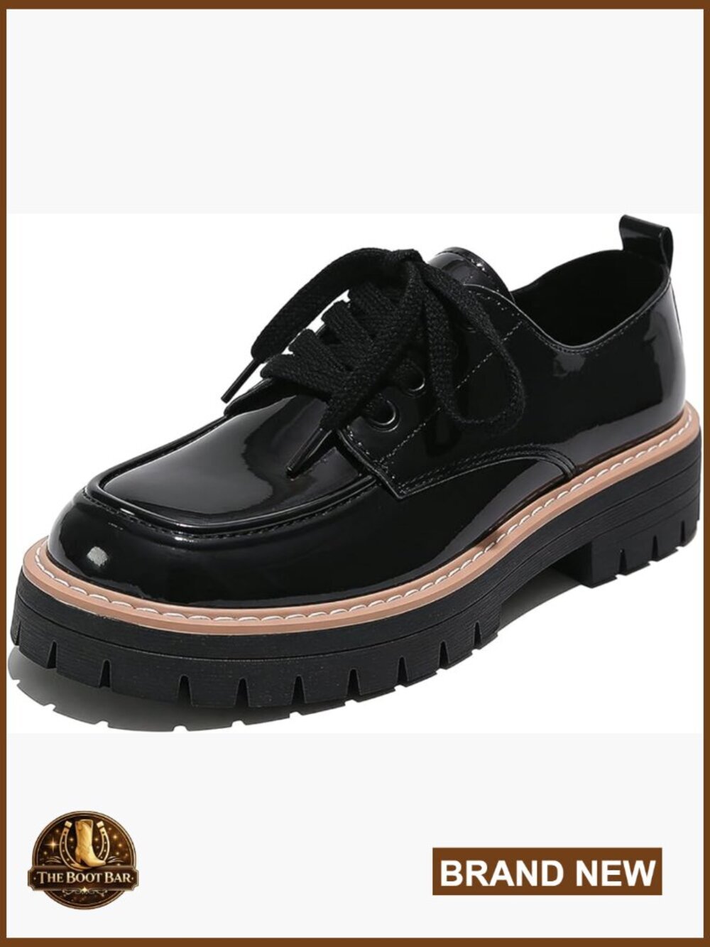 Leather Platform Oxfords Chunky Heel Lace-Up Loafers Business Casual Shoes